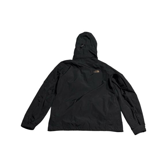 North Face Hyvent Jacket Multi Pocket Removable Hood Cargo Black Brown Logo Coat - Picture 2 of 13